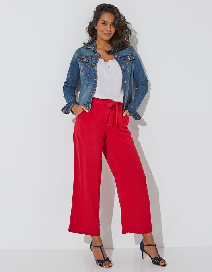 Pantalon ceinturé large fluide (rouge) Pantalon ceinturé large fluide (rouge)