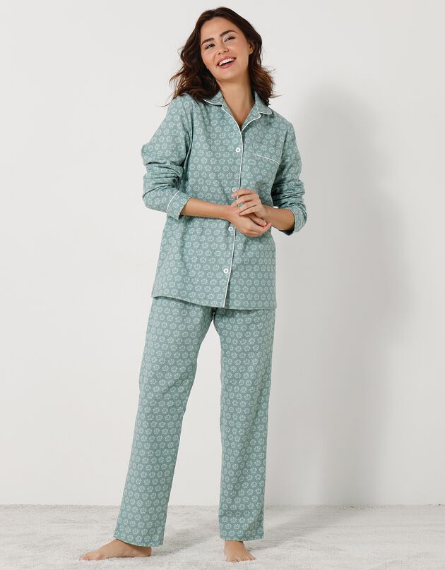 Pyjama pilou imprimé "rosaces"  (céladon)