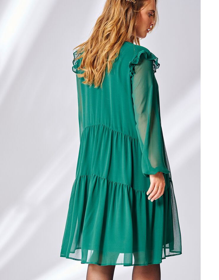Robe volantée unie (émeraude) Robe volantée unie (émeraude)