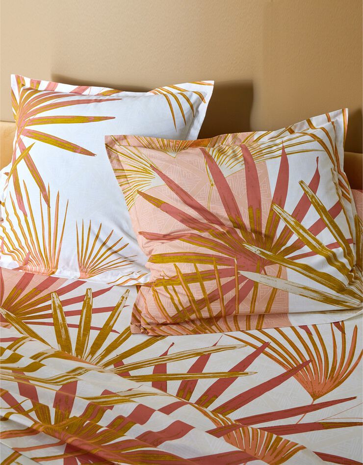 Linge de lit Palme en coton à motifs feuilles de palmes (terracotta)