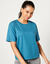 T-shirt boîte manches coudes (bleu canard)