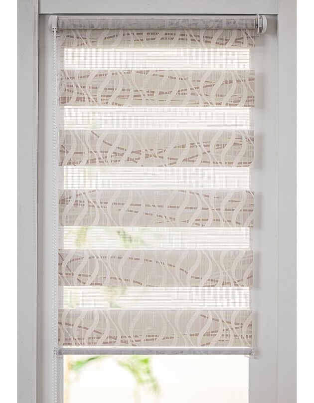 Store jour/nuit motif serpentins (taupe / blanc)