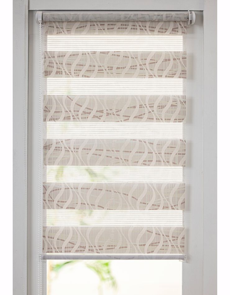 Store jour/nuit motif serpentins (taupe / blanc)