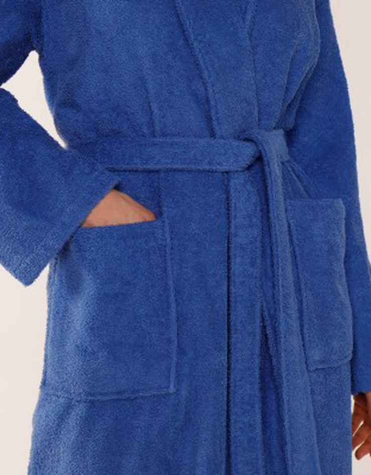Peignoir mixte adulte col châle éponge bouclette (bleu dur) Peignoir mixte adulte col châle éponge bouclette (bleu dur)
