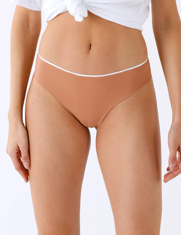 Culotte midi taille haute microfibre sans coutures - lot de 2 (noisette / &eacute;cru)