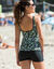 Combishort effet tankini (noir / vert)