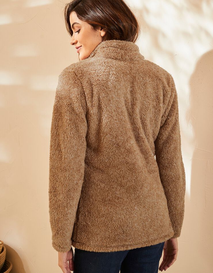 Veste zippée maille peluche (noisette chiné) Veste zippée maille peluche (noisette chiné)