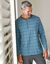 Pyjama rayé col tunisien (anthracite / bleu canard)