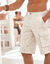 Bermuda toile imprimé feuillage (beige)