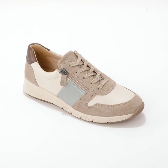 Baskets grande largeur en cuir (beige)