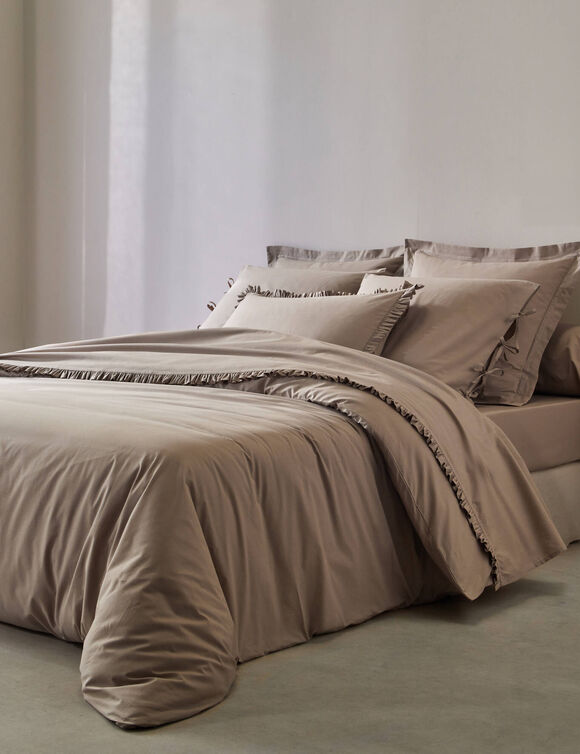 Linge de lit uni - percale de coton 72 fils/cm&sup2; (gr&egrave;ge)