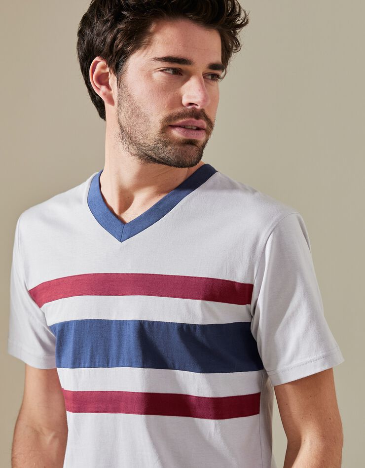 Pyjama short tricolore - lot de 2 (marine / bordeaux) Pyjama short tricolore - lot de 2 (marine / bordeaux)