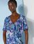 Robe longue cache-coeur imprimée, spéciale poitrines généreuses (bleu / violet)