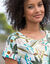 T-shirt col rond imprimé tropical (blanc / kaki)