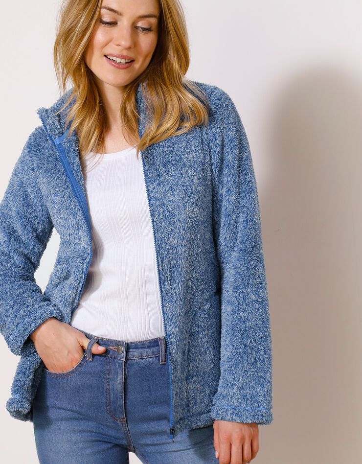 Veste zippée maille peluche (bleu dur chiné) Veste zippée maille peluche (bleu dur chiné)