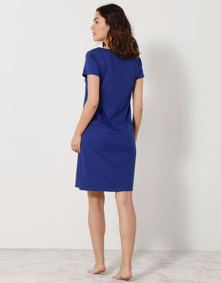 Chemise de nuit courte manches courtes motif "rosaces" (bleu dur) Chemise de nuit courte manches courtes motif "rosaces" (bleu dur)