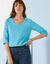 T-shirt manches 3/4 uni, coton (bleu turquoise)