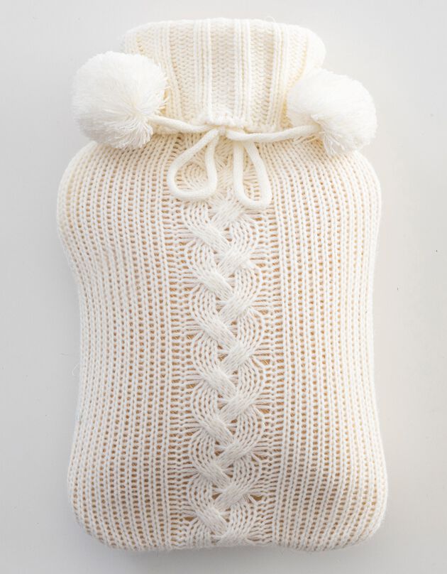 Bouillotte classique tricot torsadé (beige)