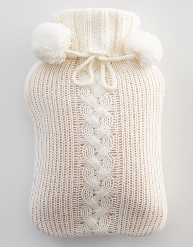 Bouillotte classique tricot torsadé (beige)