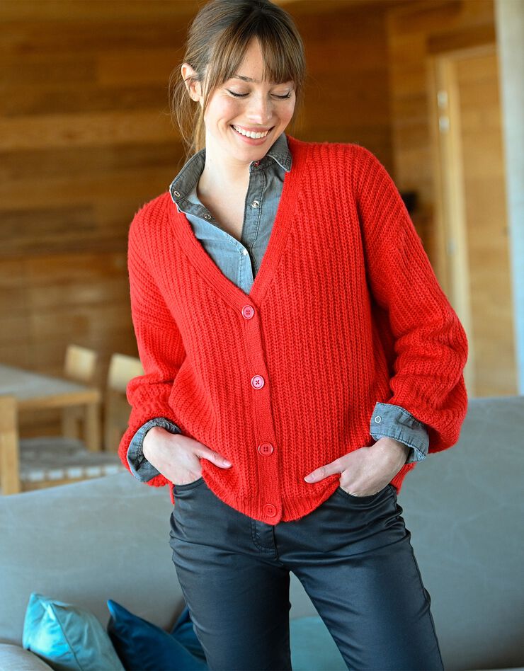 gilet mohair rouge