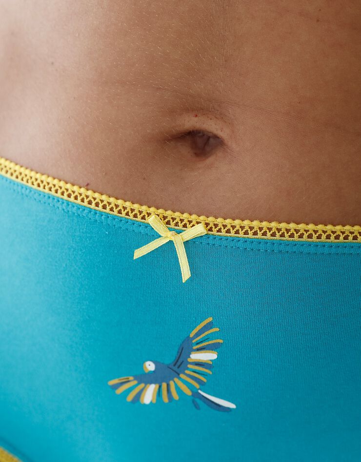 Culotte coton forme maxi imprimé "Ara"assortis – Lot de 4 (émeraude / jaune)