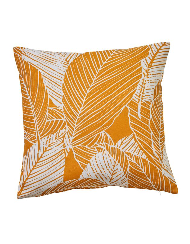 Housse de coussin carrée imprimé feuillage - lot de 2 (jaune)