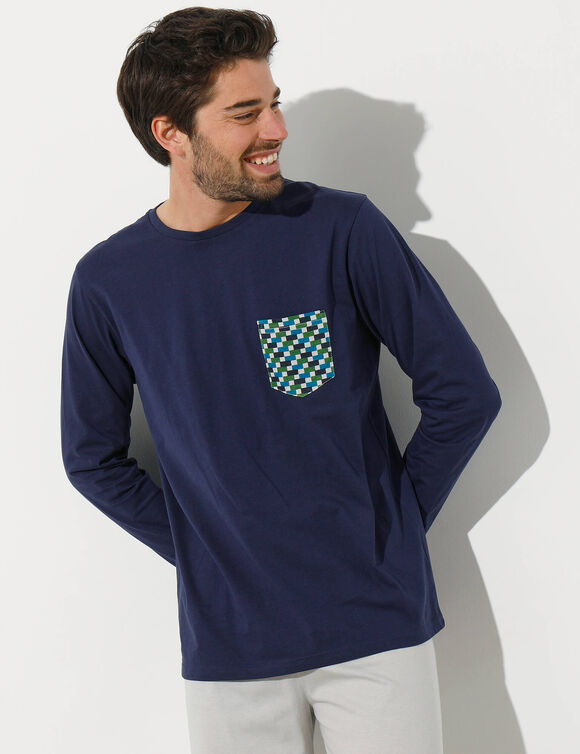 T-shirt pyjama manches longues marine (marine)