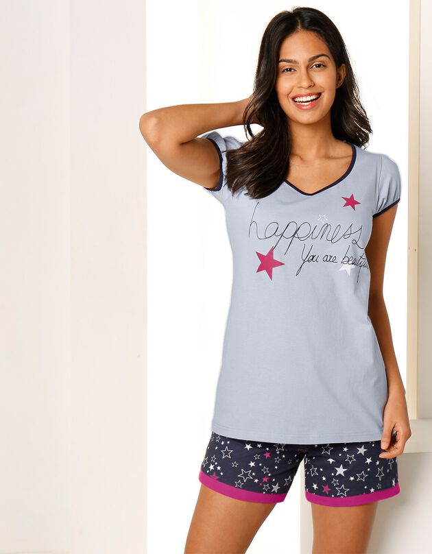 Short imprimé étoiles - jersey coton (marine)