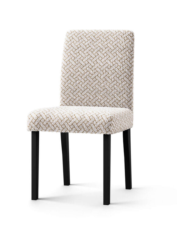 Housse bi-extensible microfibre gaufr&eacute;e graphique sp&eacute;ciale chaise (beige)