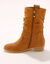Bottes mi-hautes pliss&eacute;es &agrave; petit talon effet bois (caramel)