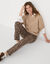 Pull poncho manches coudes, maille anglaise et torsades (beige chiné)