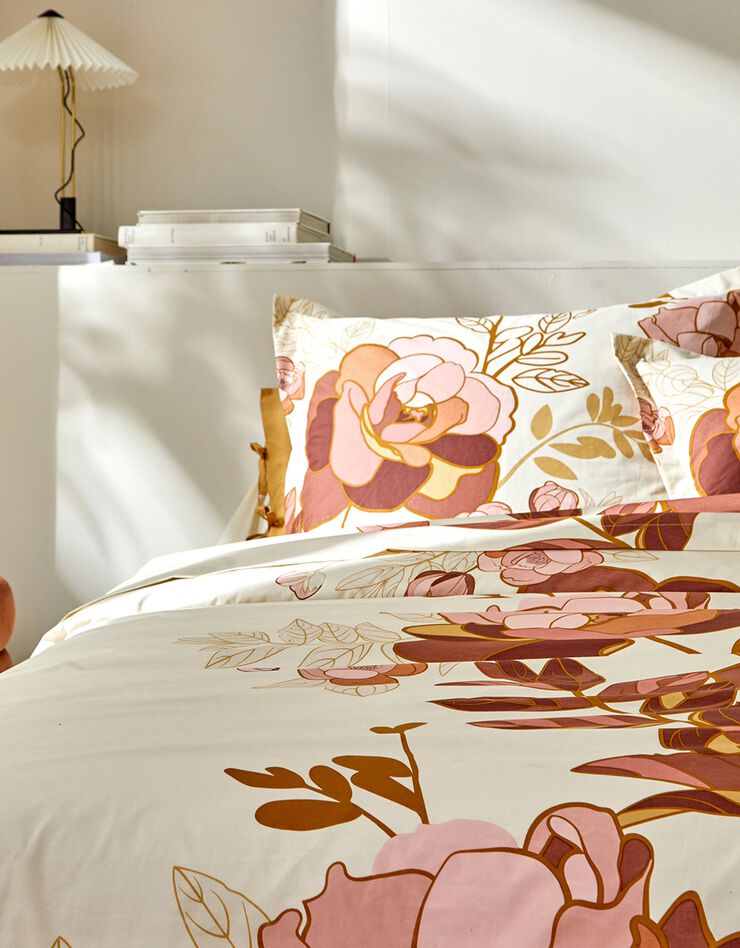 Linge de lit Louise imprimé floral – percale coton (ivoire)