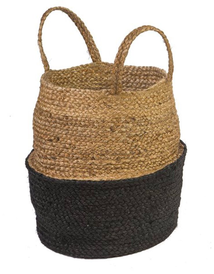 Panier jute tressé naturel / noir (naturel/noir)