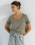 T-shirt col carré galon fantaisie (kaki)