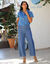 Chemisier smocks épaules, denim léger (bleached)
