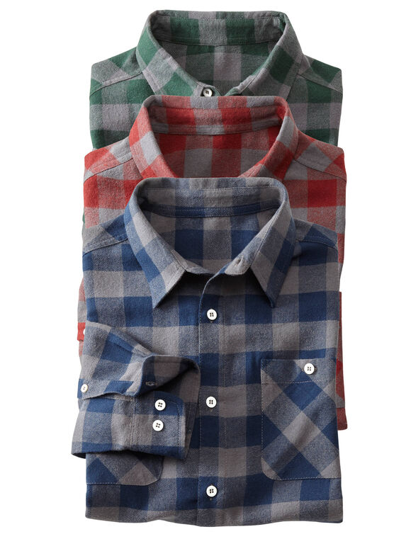 Chemise carreaux flanelle - lot de 3 (vert + bordeaux + marine)
