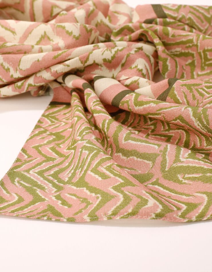 Foulard fabriqué en France imprimé peau de bête, 198x38 cm - coton biologique(1) (rose) Foulard fabriqué en France imprimé peau de bête, 198x38 cm - coton biologique(1) (rose)