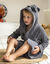 Peignoir de bain enfant raton laveur à capuche éponge coton - 340 g/m²  (gris)