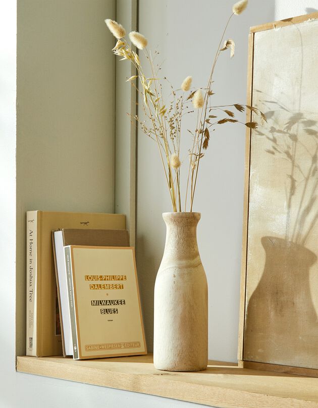 Vase en bois brut forme bouteille - hauteur 23 cm (bois)