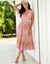 Robe longue imprimée sans manches, crépon (rose)