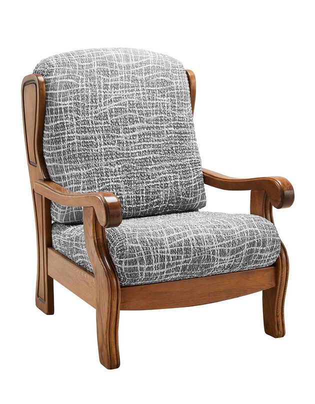 Housse microfibre bi-extensible motifs graphique spéciale fauteuil rustique  (gris)