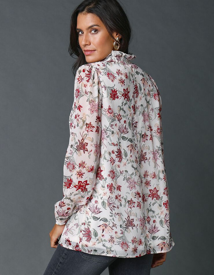 Blouse en voile imprimé (écru / prune) Blouse en voile imprimé (écru / prune)