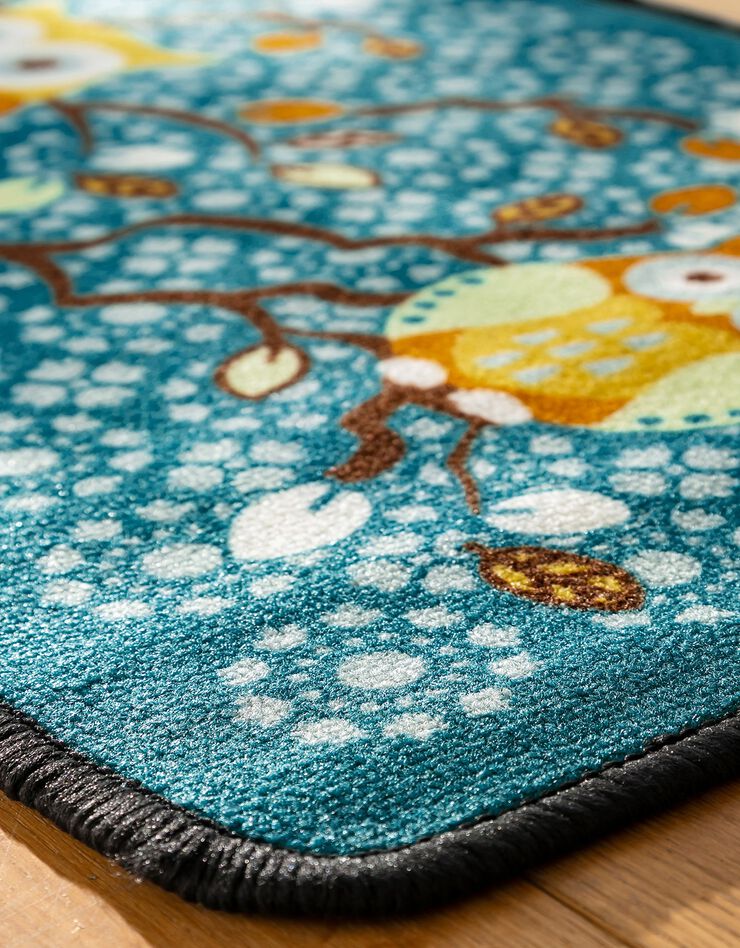 Tapis d'évier motif chouette (bleu)