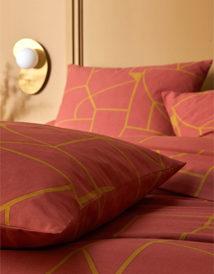 Linge de lit Geoffroy en coton à motifs graphiques (terracotta)