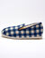 Charentaises silencieuses carreaux fourrées laine (bleu marine)