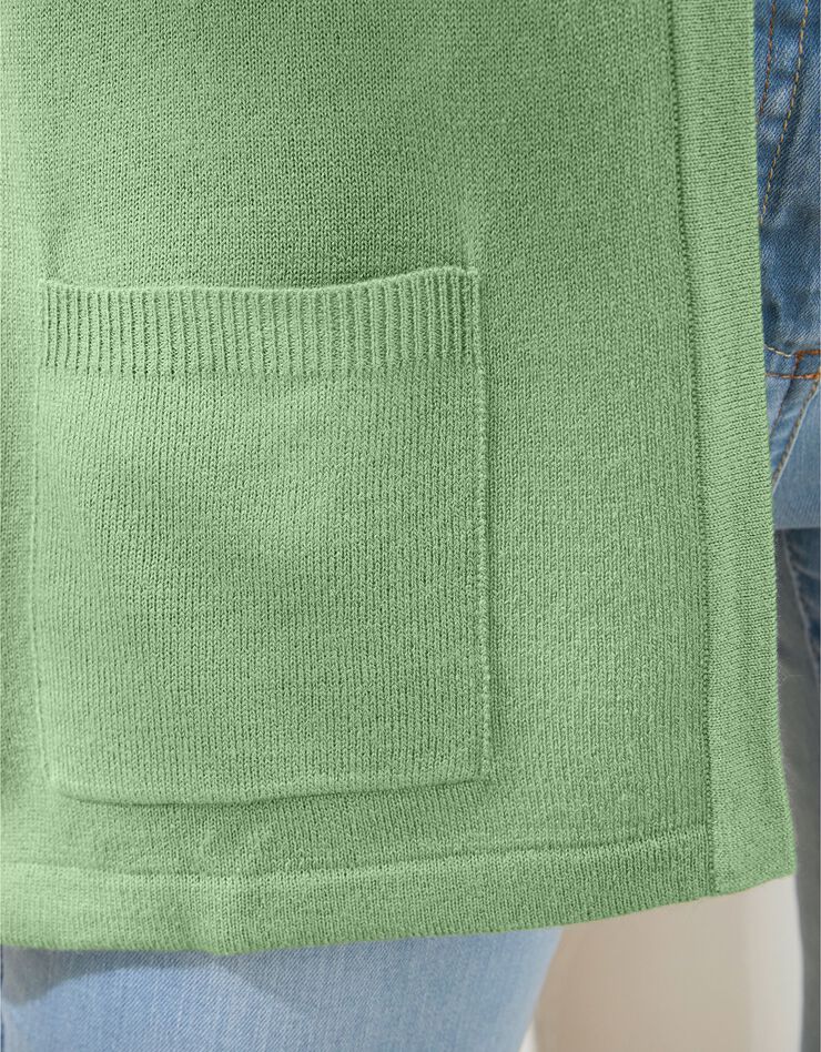 Gilet porter ouvert toucher cachemire (vert clair) Gilet porter ouvert toucher cachemire (vert clair)