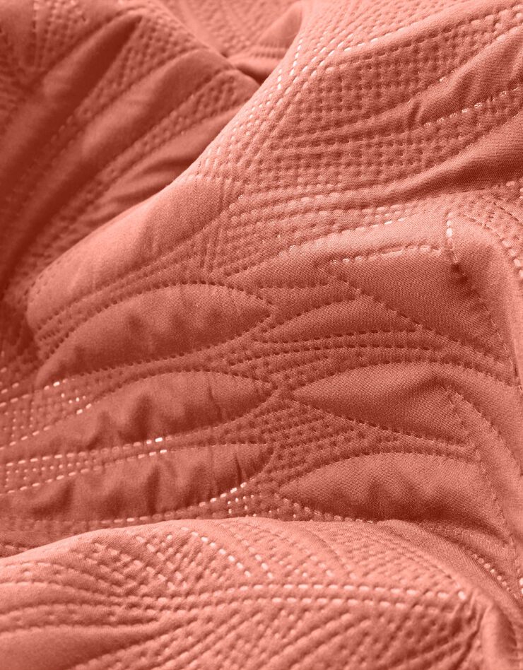 Couvre-lit uni matelassé reliéfé "feuillage" (terracotta)