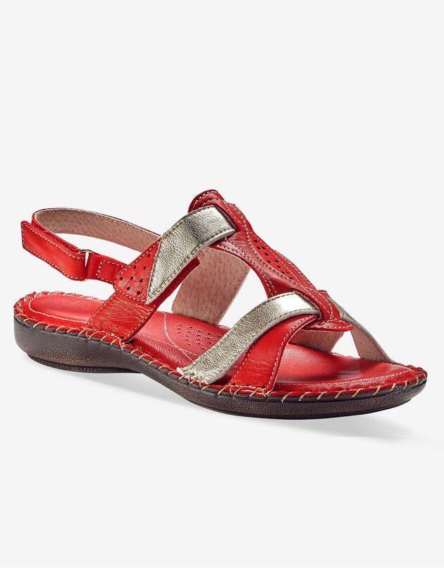 Sandales bicolores en cuir extra souple - rouge (rouge)