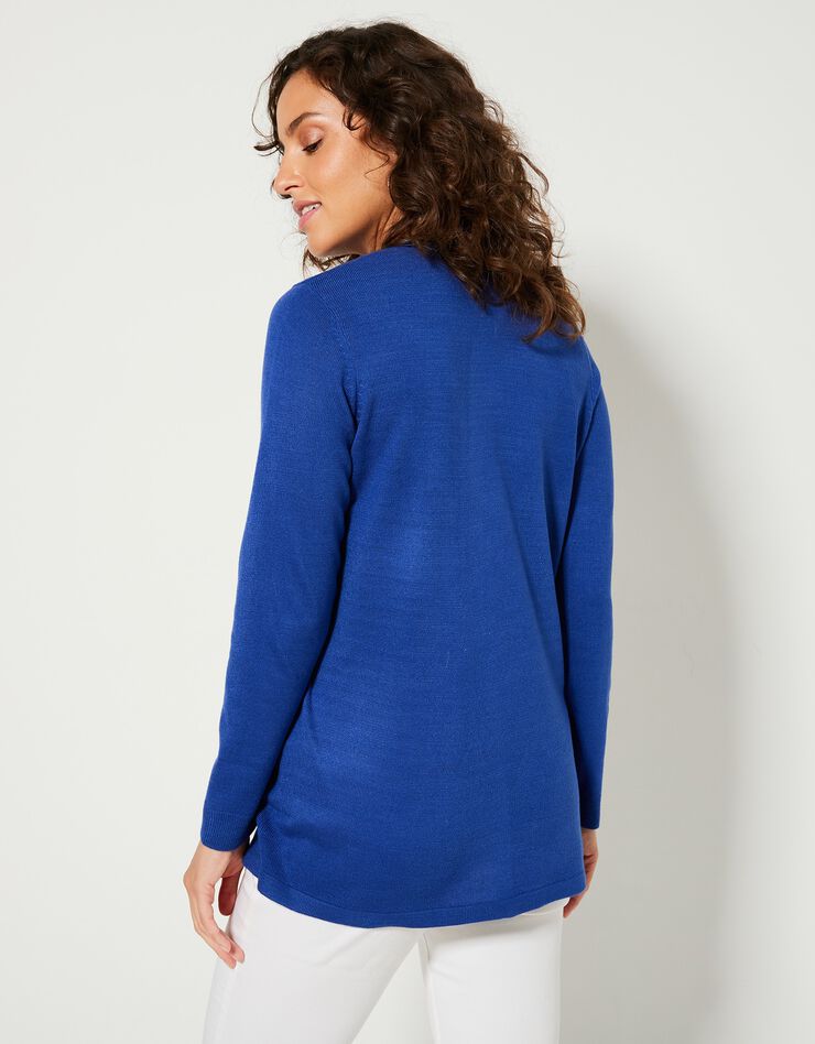 Gilet porter ouvert toucher cachemire (bleu dur) Gilet porter ouvert toucher cachemire (bleu dur)