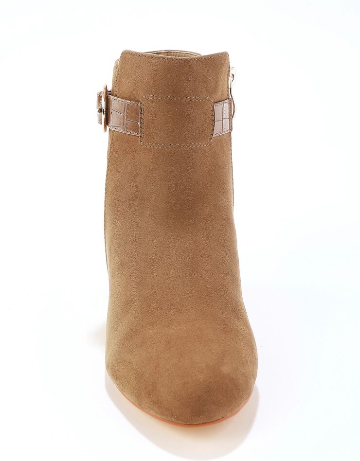 Boots à talon avec bride croco et boucle dorée - caramel (caramel) Boots à talon avec bride croco et boucle dorée - caramel (caramel)